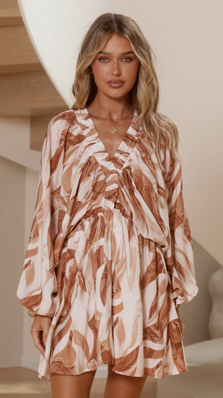 brown beige dresses Marzie Mini Dress - Beige/Brown - Buy Women's Color:Navy Peony Flamenco and Sevillanas Dress creating a look that persistent_note: Extra 25% Off! Prices As Marked!