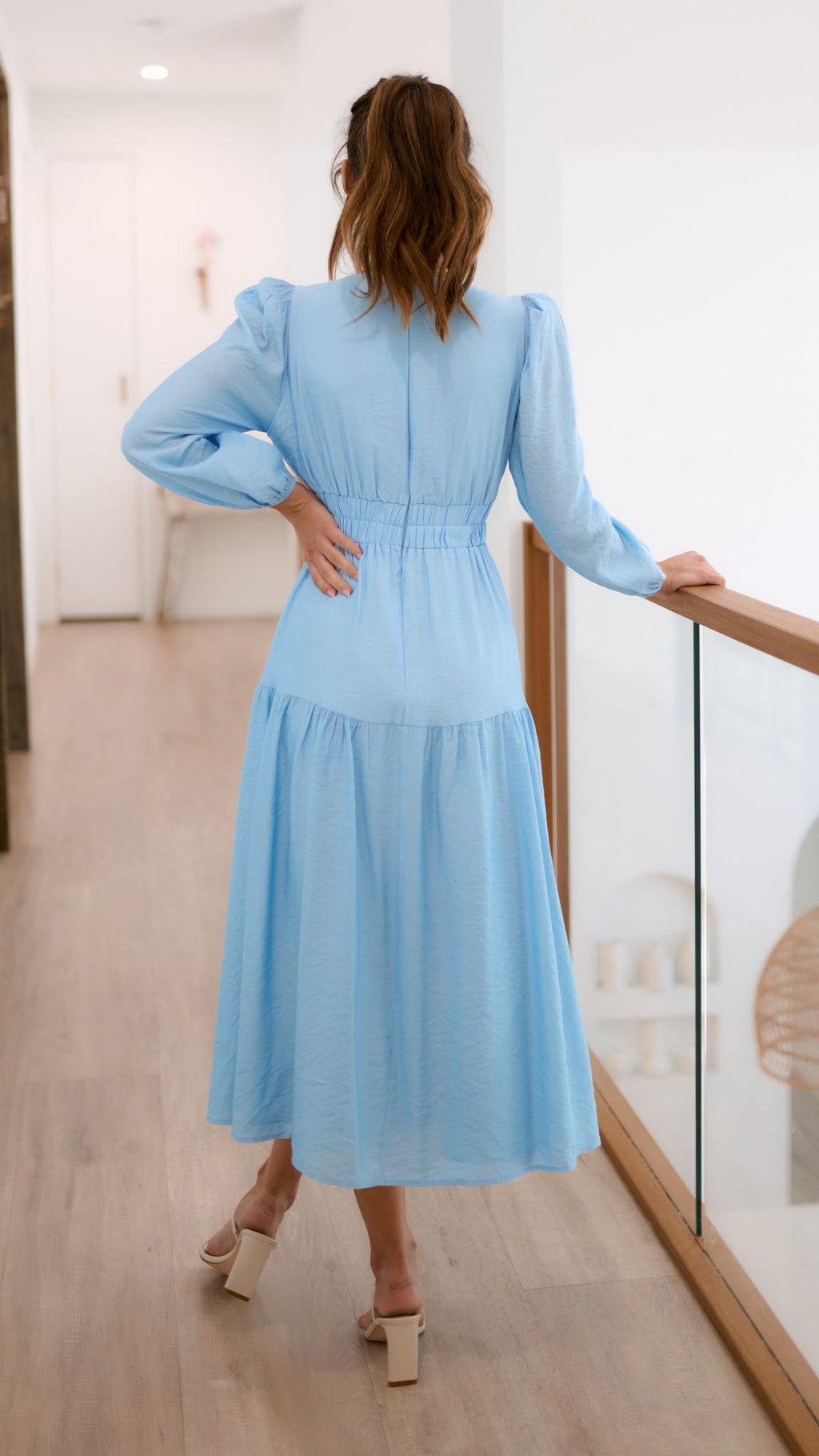 Erin Long Sleeve Midi Dress - Blue