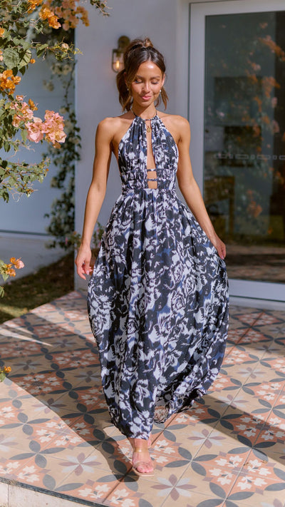 Load image into Gallery viewer, Ivy Maxi Dress - Black/White Print
