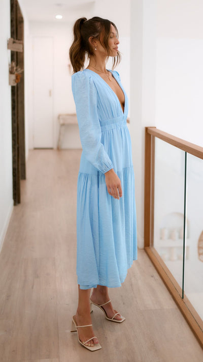 Load image into Gallery viewer, Erin Long Sleeve Midi Dress - Blue
