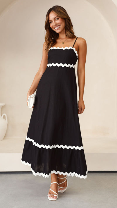 Load image into Gallery viewer, Brodey Midi Dress - Black / White
