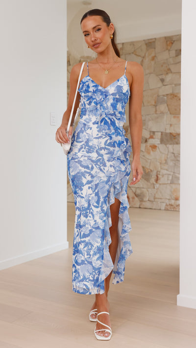 Load image into Gallery viewer, Debbie Midi Dress - Blue Floral
