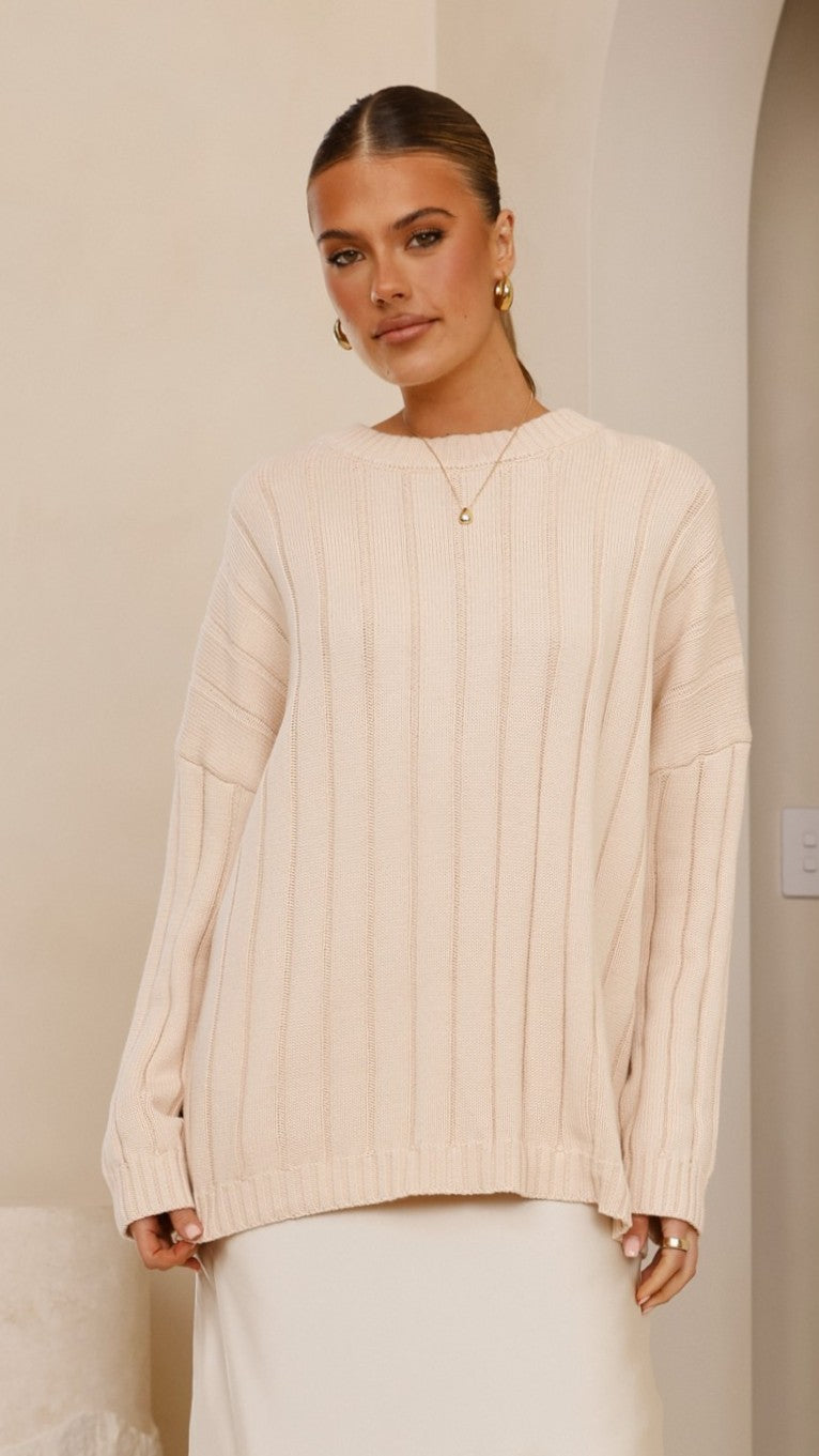 Naiva Oversized Knit - Cream - Buy Women's Jumpers - Billy J