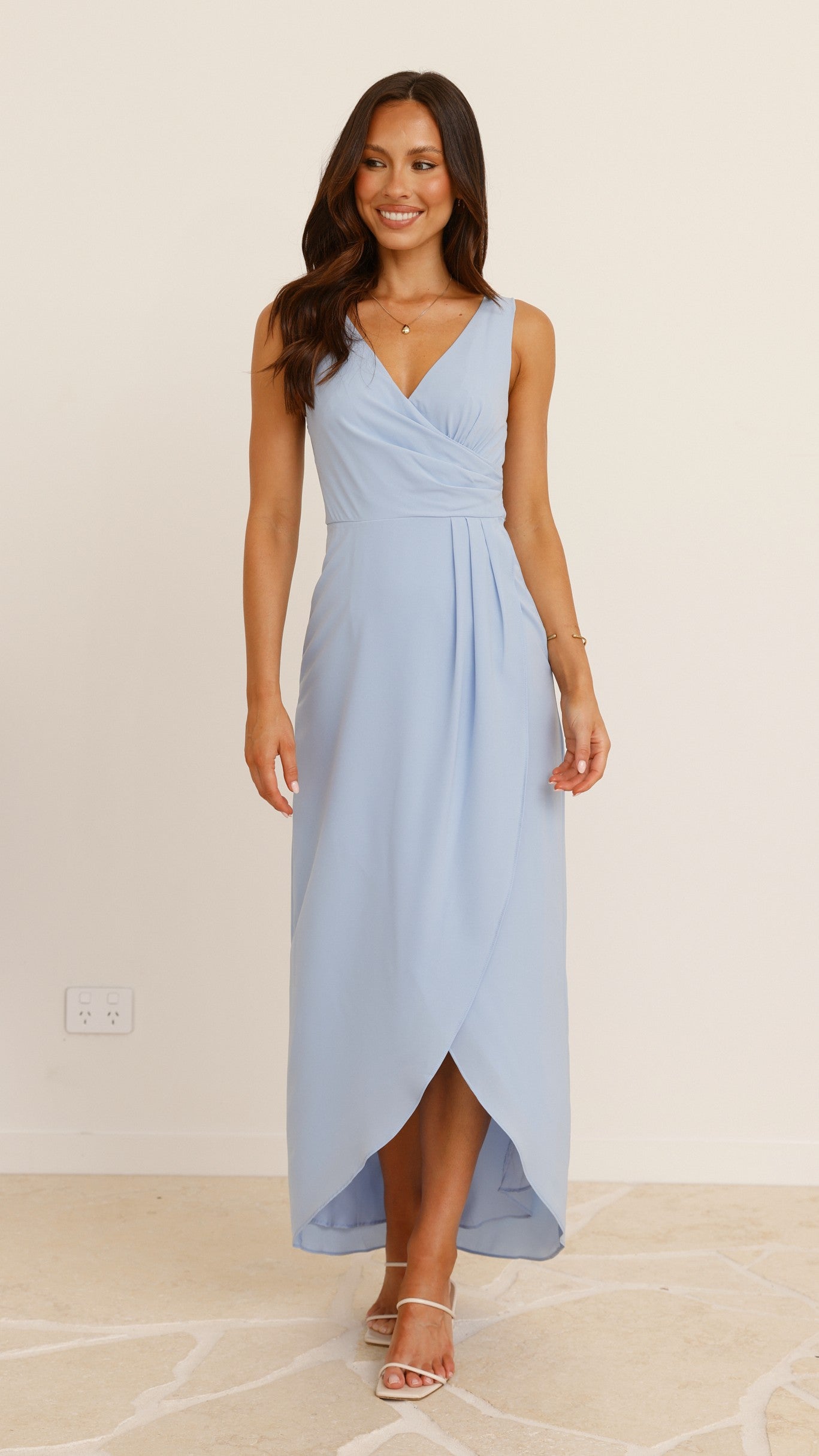 Pamela V Neck Maxi Dress - Silver