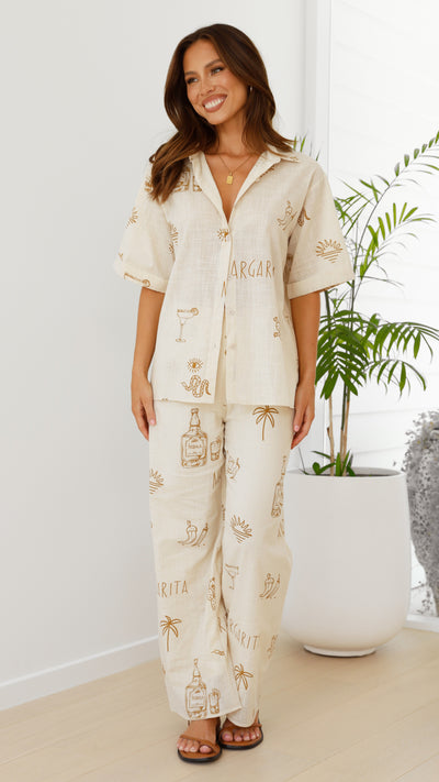 Load image into Gallery viewer, Bailie Shirt and Pants Set - Beige / Tan Margarita
