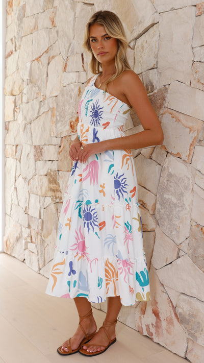 Load image into Gallery viewer, Alanna Midi Dress - Sundazed Print
