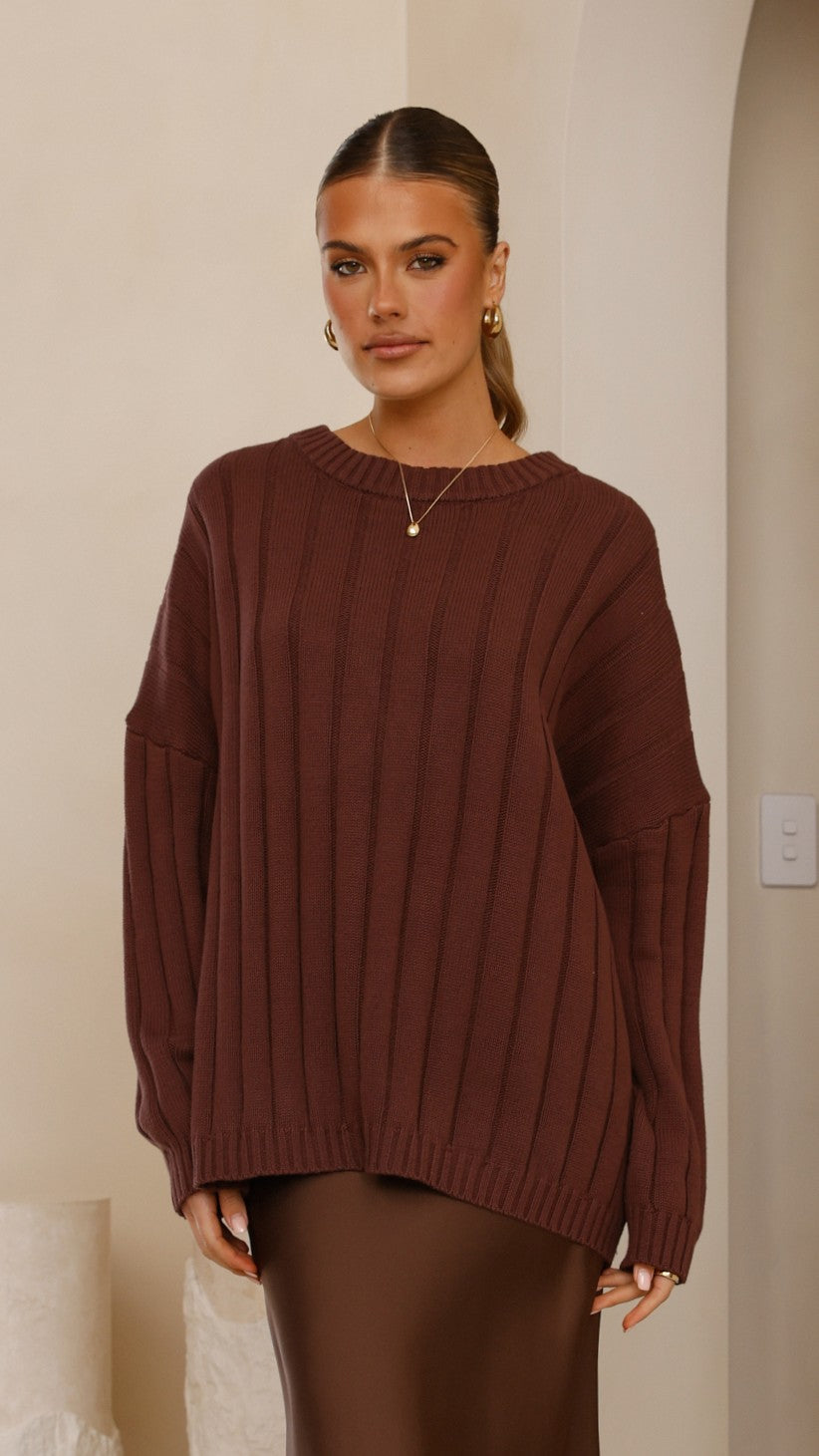 Naiva Oversized Knit - Brown - Buy Women's Tops - Billy J