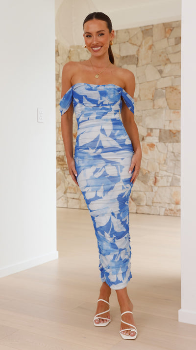Load image into Gallery viewer, Kylie Maxi Dress - Blue Floral
