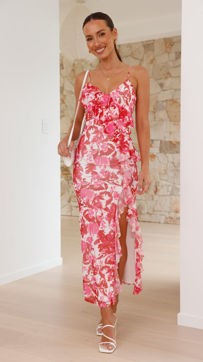 Load image into Gallery viewer, Debbie Midi Dress - Pink/Red Floral
