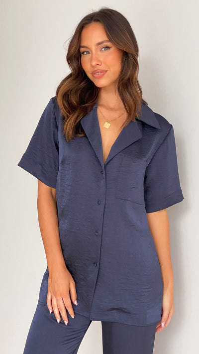 Load image into Gallery viewer, Courtney Button Up Shirt - Navy
