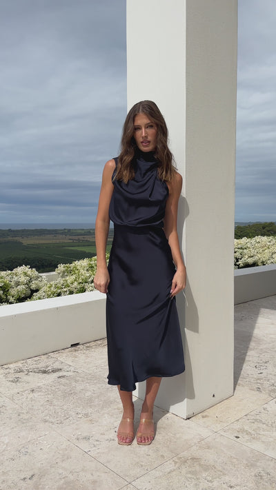 Load and play video in Gallery viewer, Esther Maxi Dress - Navy
