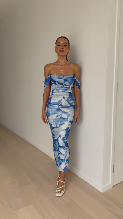Load and play video in Gallery viewer, Kylie Maxi Dress - Blue Floral
