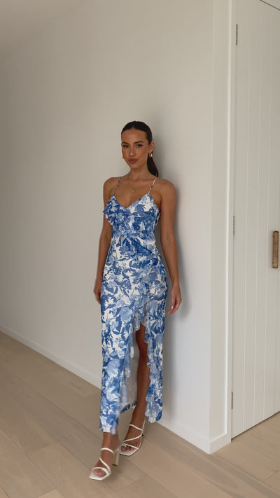 Load and play video in Gallery viewer, Debbie Midi Dress - Blue Floral

