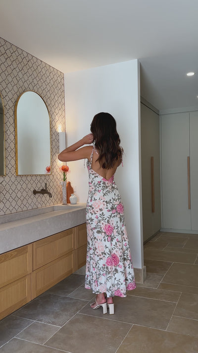 Load and play video in Gallery viewer, Valtina Maxi Dress - Pink Floral

