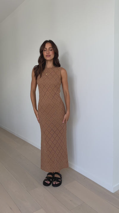Load and play video in Gallery viewer, Idonia Midi Dress - Mocha
