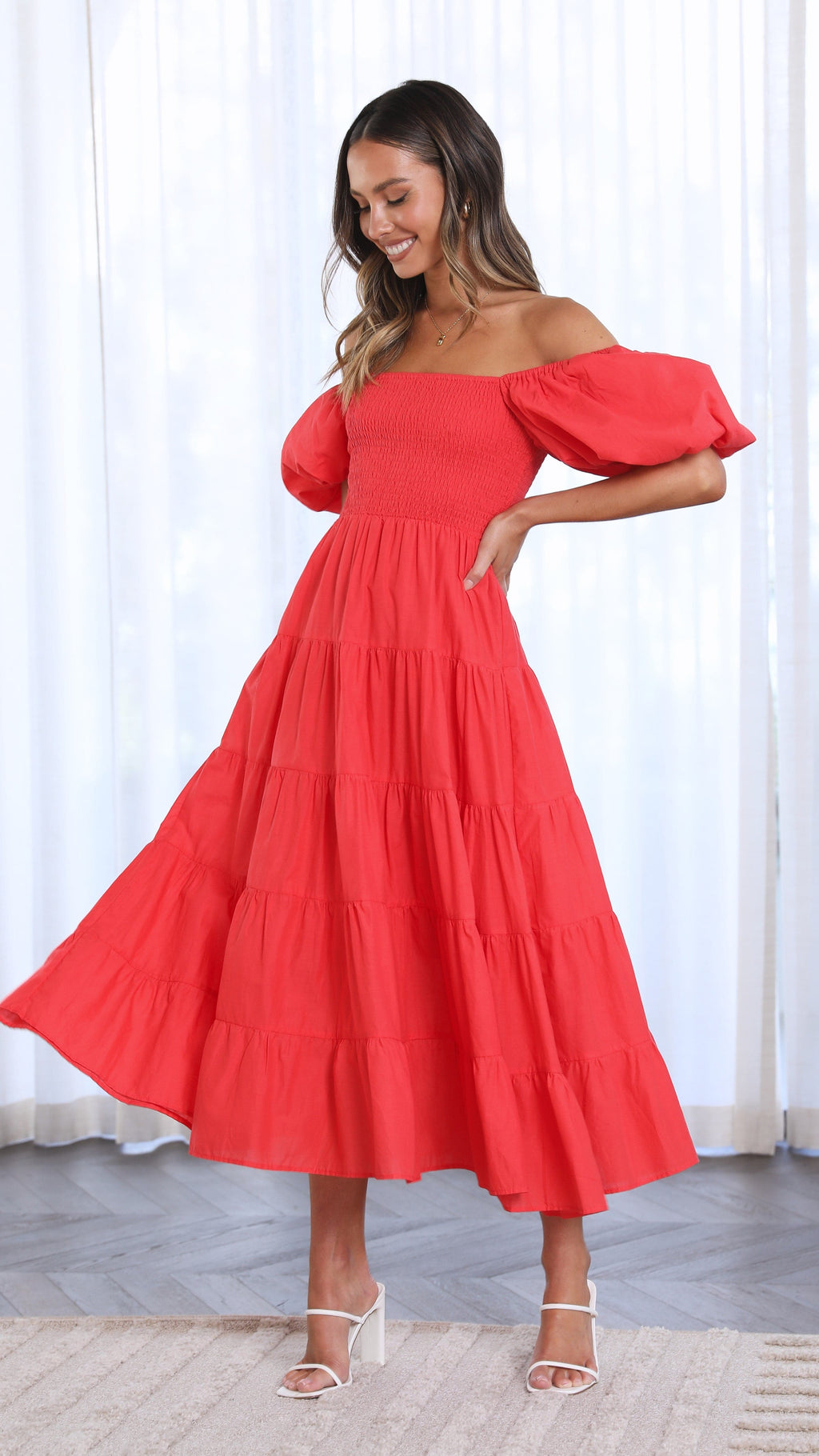 Chyna Midi Dress - Red
