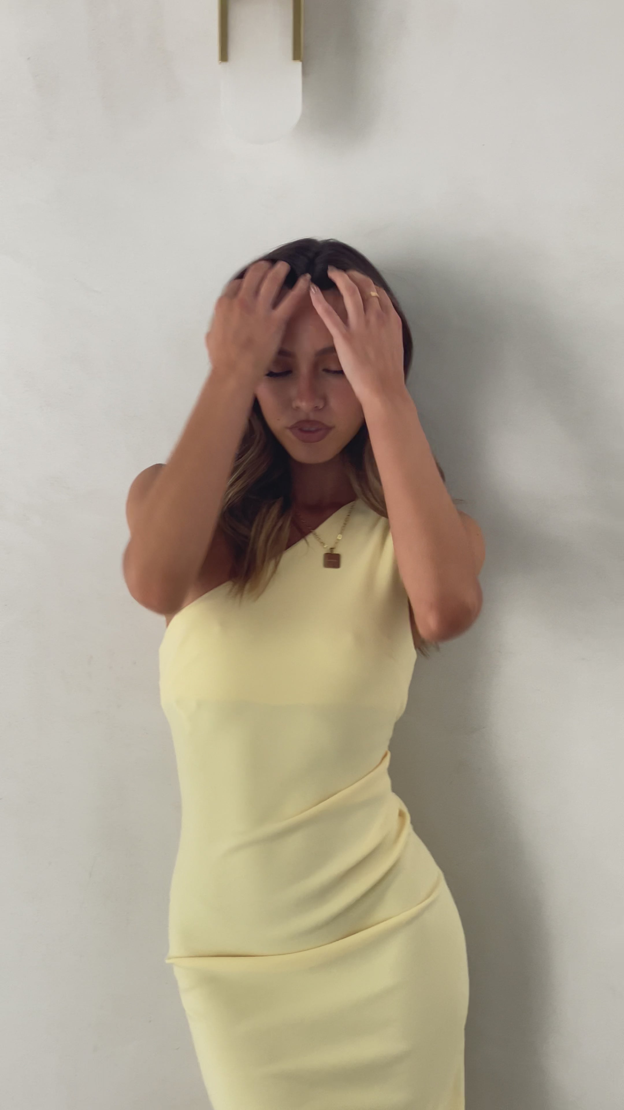 Alvara One Shoulder Midi Dress - Yellow