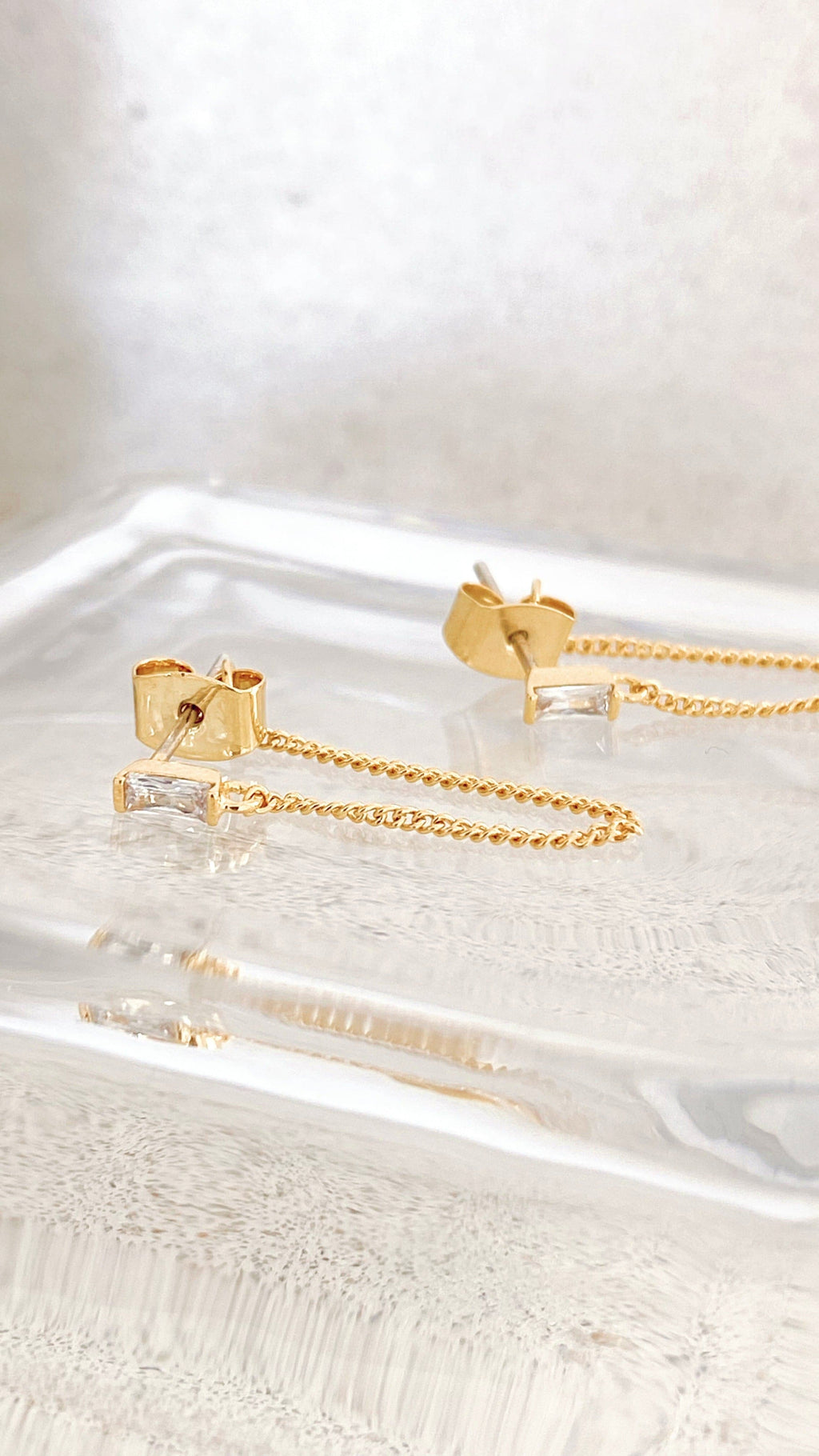 Vanna Chain Earrings - Crystal/Gold