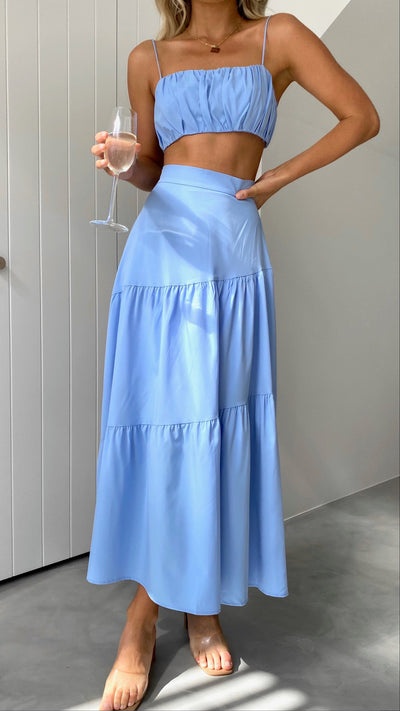 Load image into Gallery viewer, Saraya Top and Skirt Set - Blue
