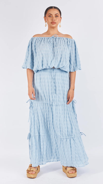 Load image into Gallery viewer, Forest Maxi Skirt - Sky Blue Stripe
