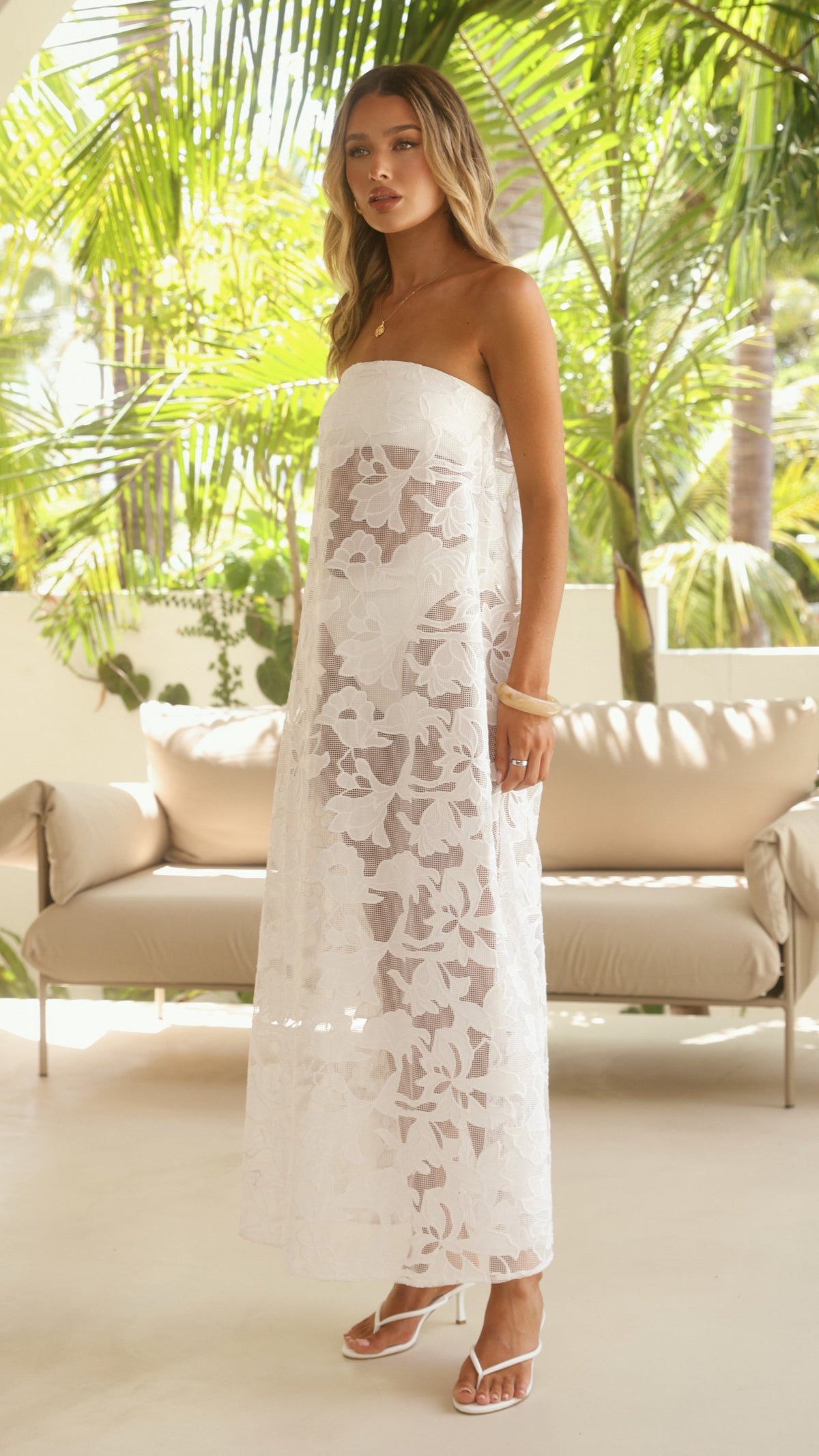Estelle Maxi Dress - White Bloom Lace - Billy J