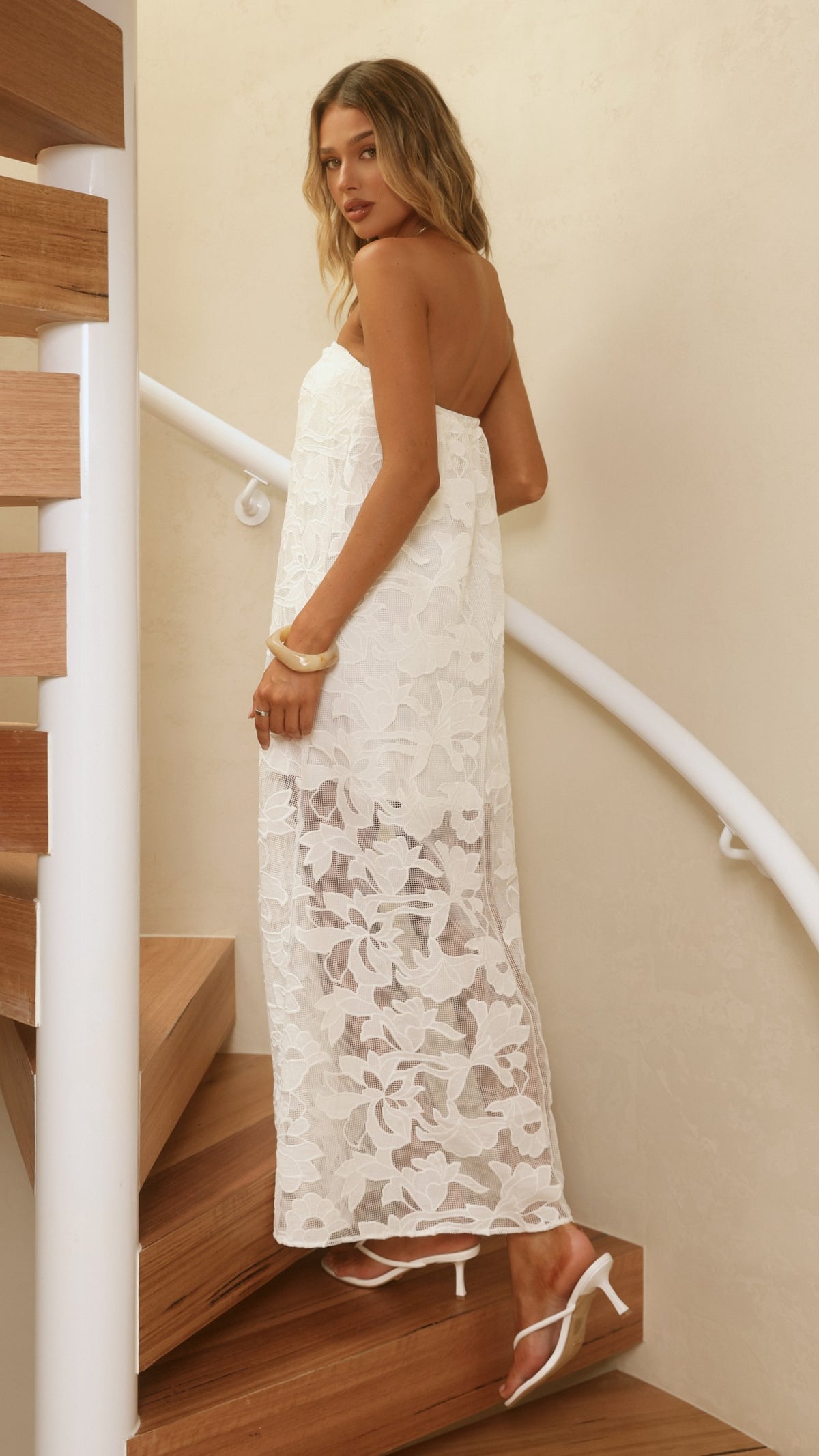 Estelle Maxi Dress - White Bloom Lace - Billy J
