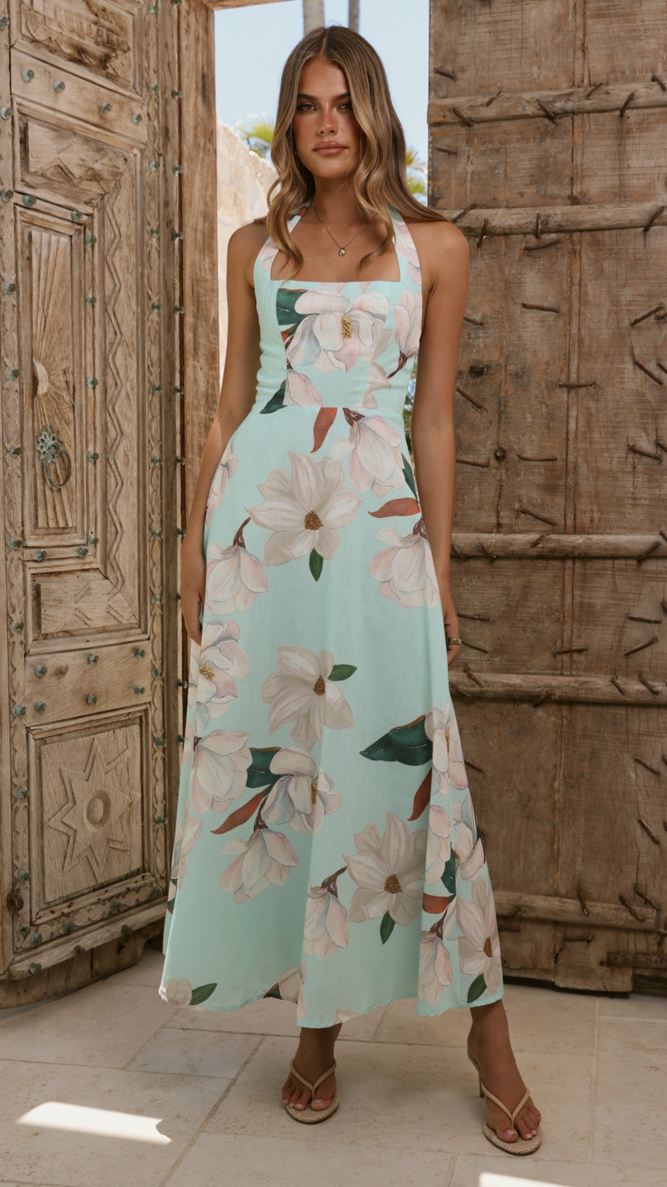 Madelyn Maxi Dress - Aqua/White Floral - Billy J