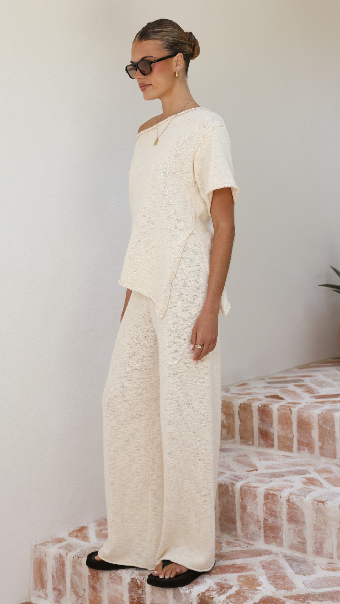 Cascadia Off Shoulder T-Shirt - Cream - Billy J
