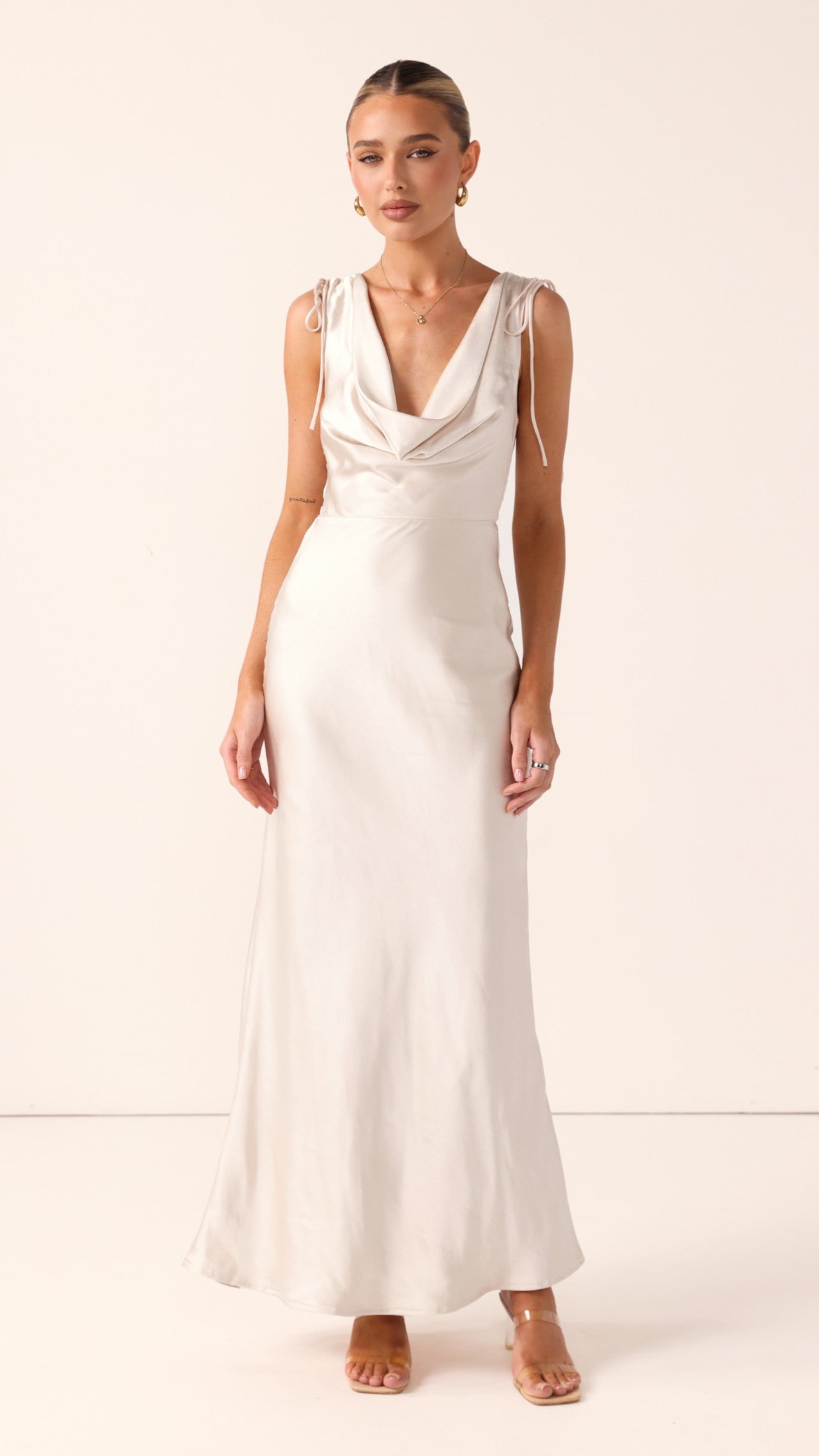 Madeline Cowl Neck Maxi Dress - Champagne - Billy J