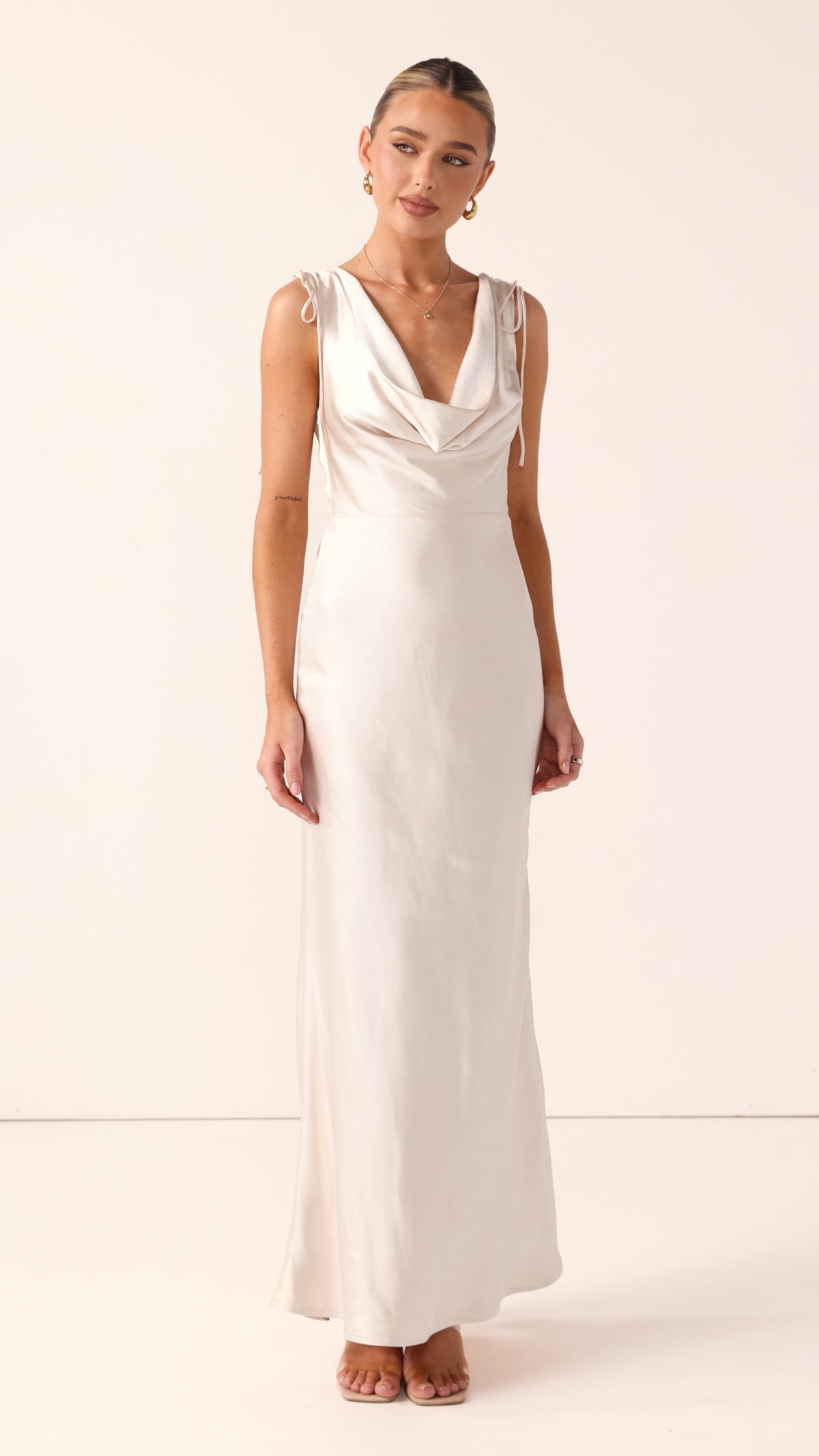 Madeline Cowl Neck Maxi Dress - Champagne - Billy J