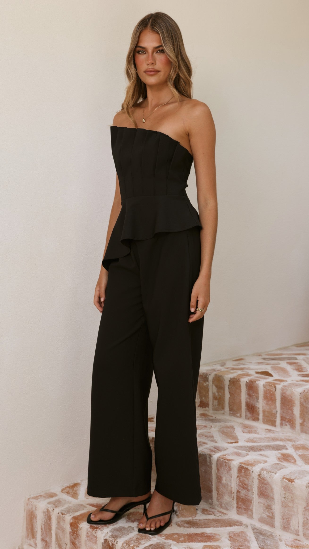 Javana Asymmetrical Top and Pants Set - Black - Billy J