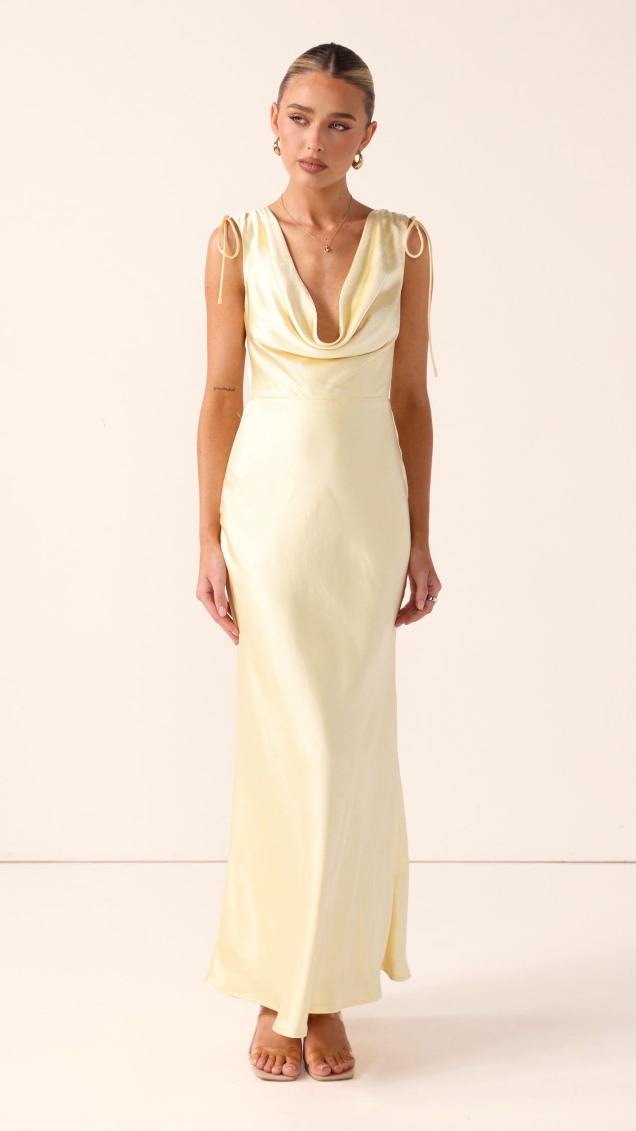 Madeline Cowl Neck Maxi Dress - Yellow - Billy J