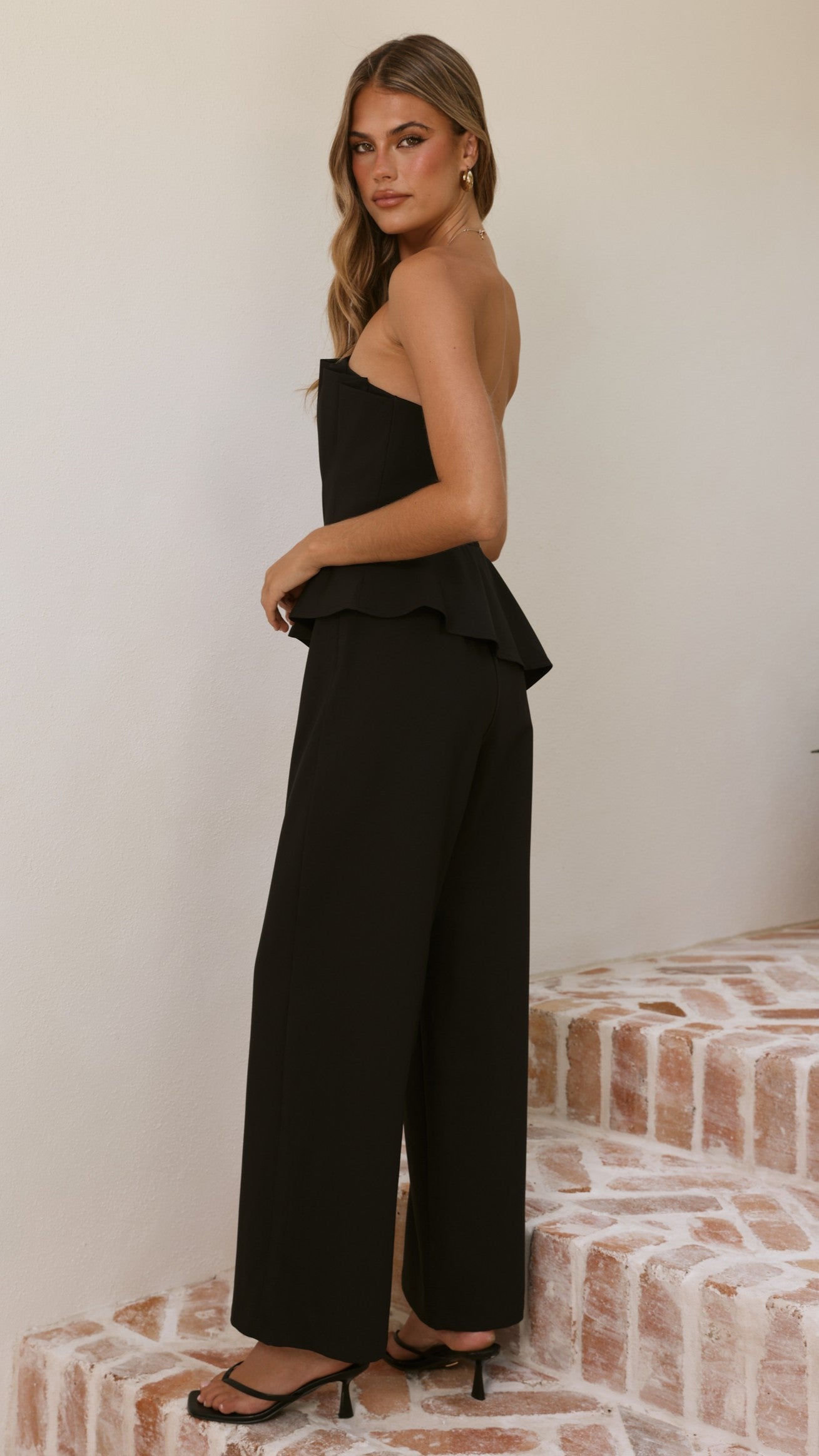 Javana Asymmetrical Top and Pants Set - Black - Billy J