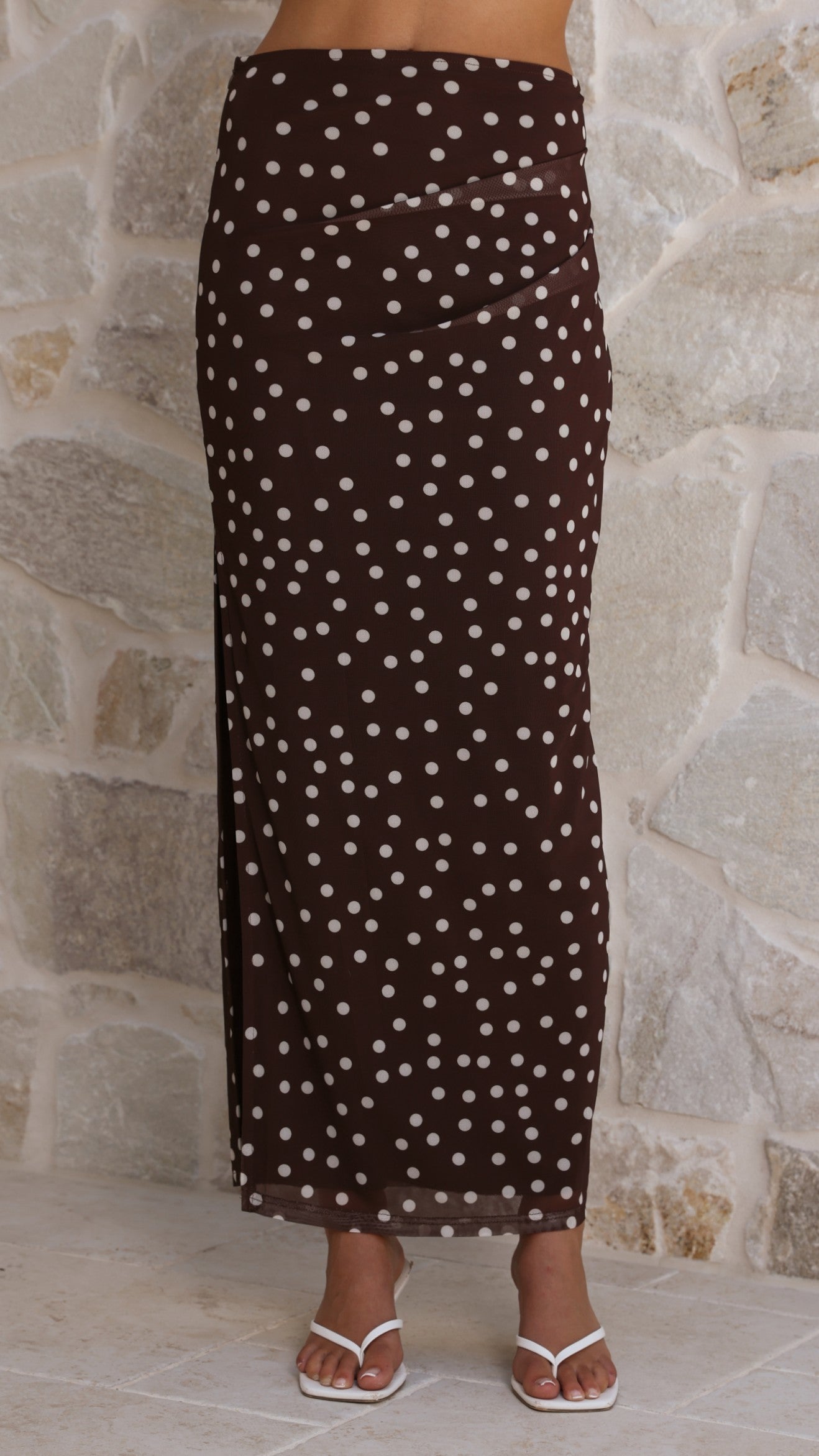 Janika Maxi Skirt - Chocolate/White Polka Dot - Billy J