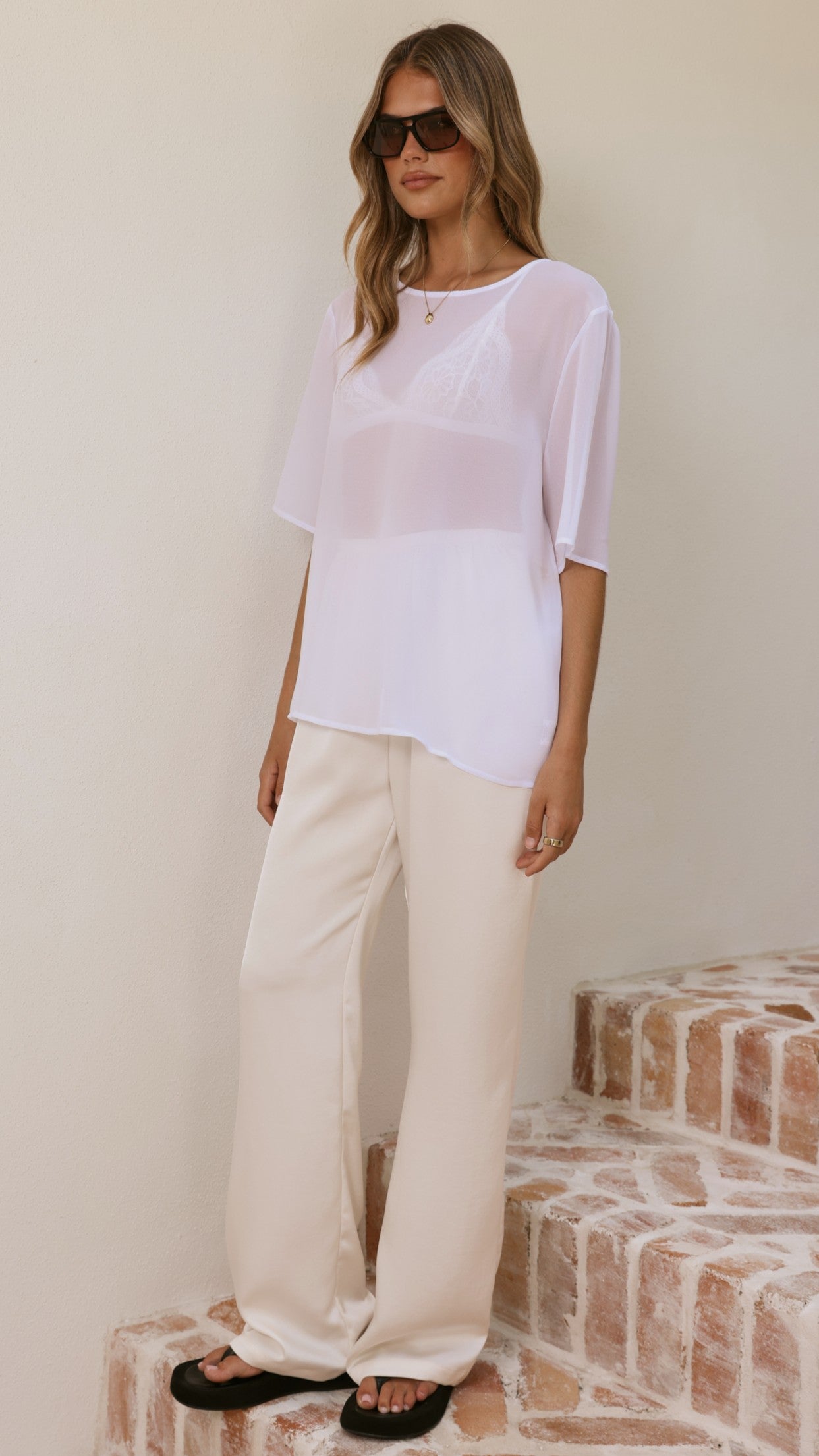 Davette Mesh T-Shirt - White - Billy J