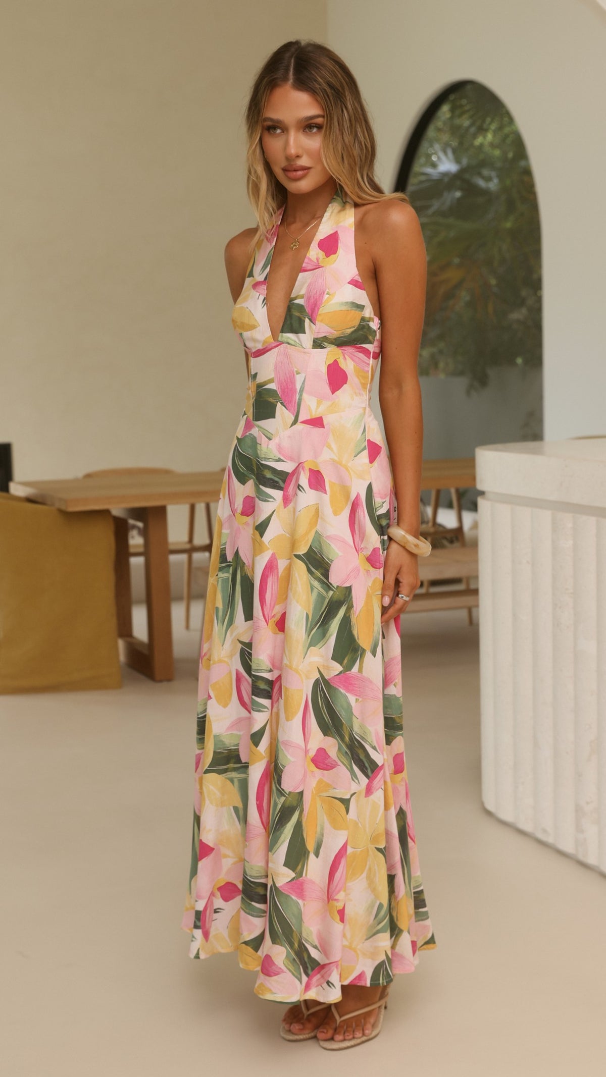 Alexis Maxi Dress - Pink/Yellow Floral - Billy J