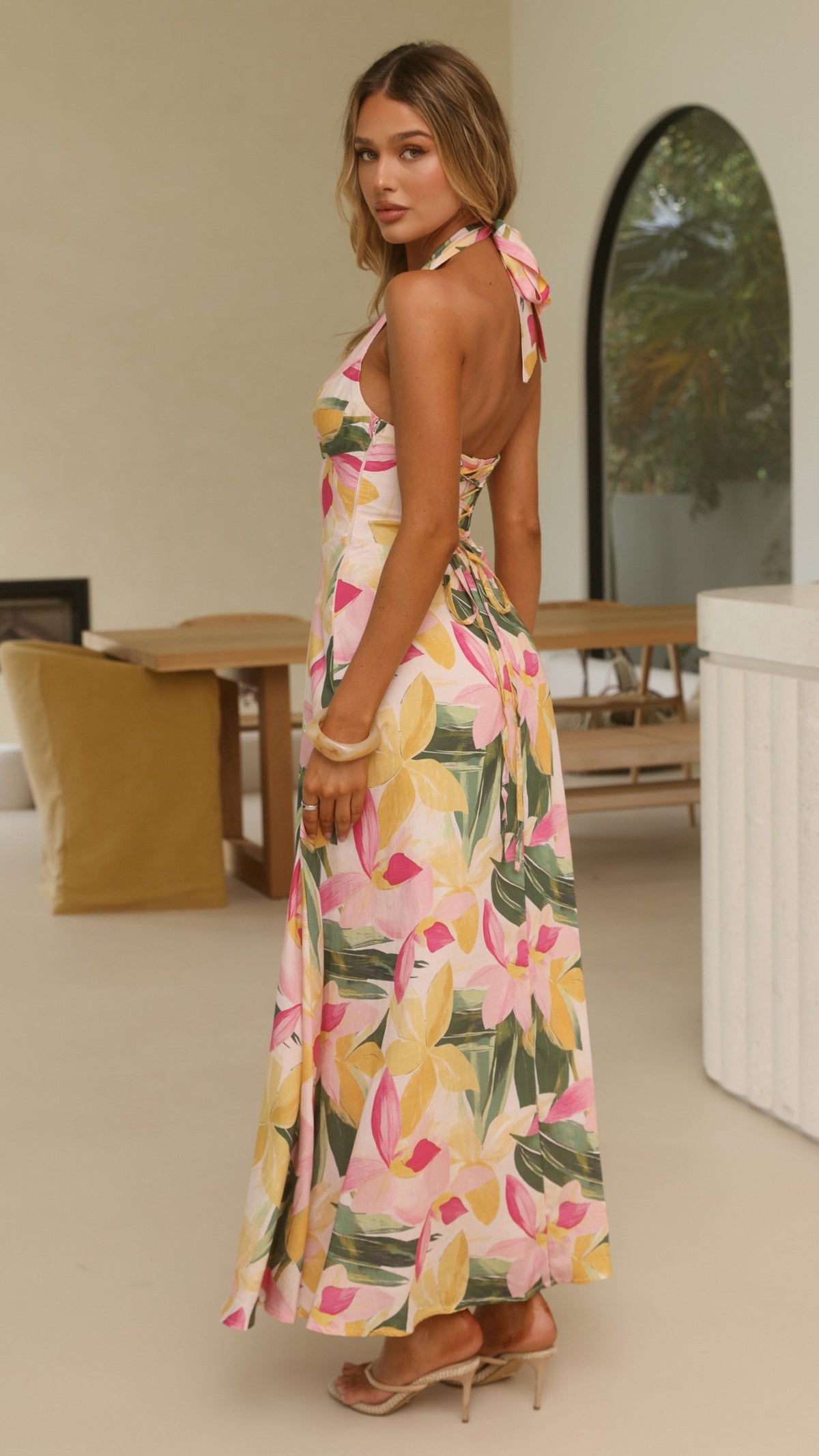 Alexis Maxi Dress - Pink/Yellow Floral - Billy J