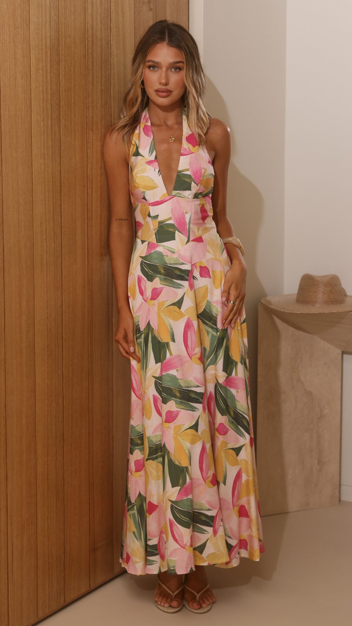 Alexis Maxi Dress - Pink/Yellow Floral - Billy J