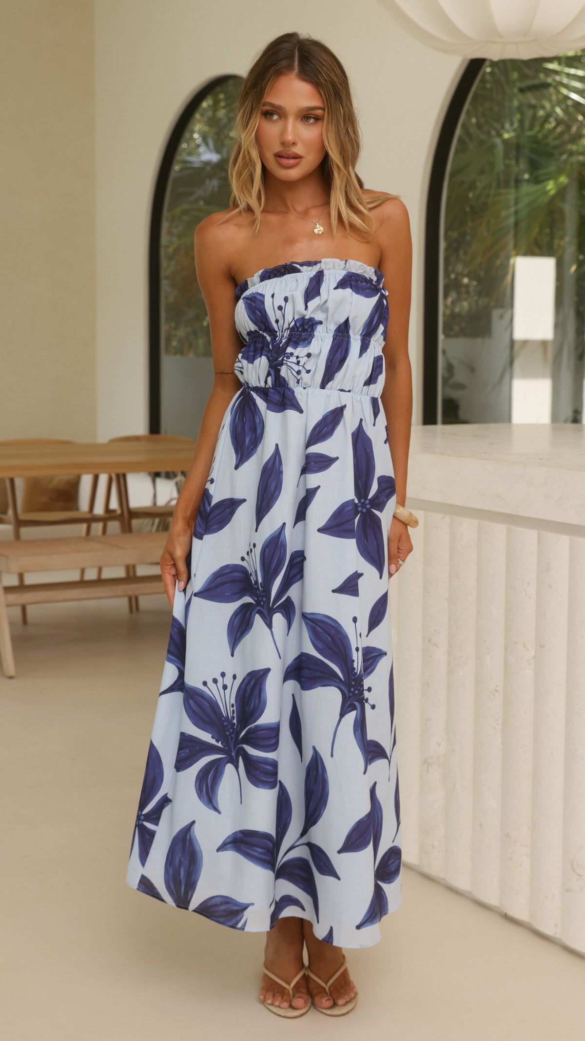 Angela Maxi Dress - Blue Floral - Billy J