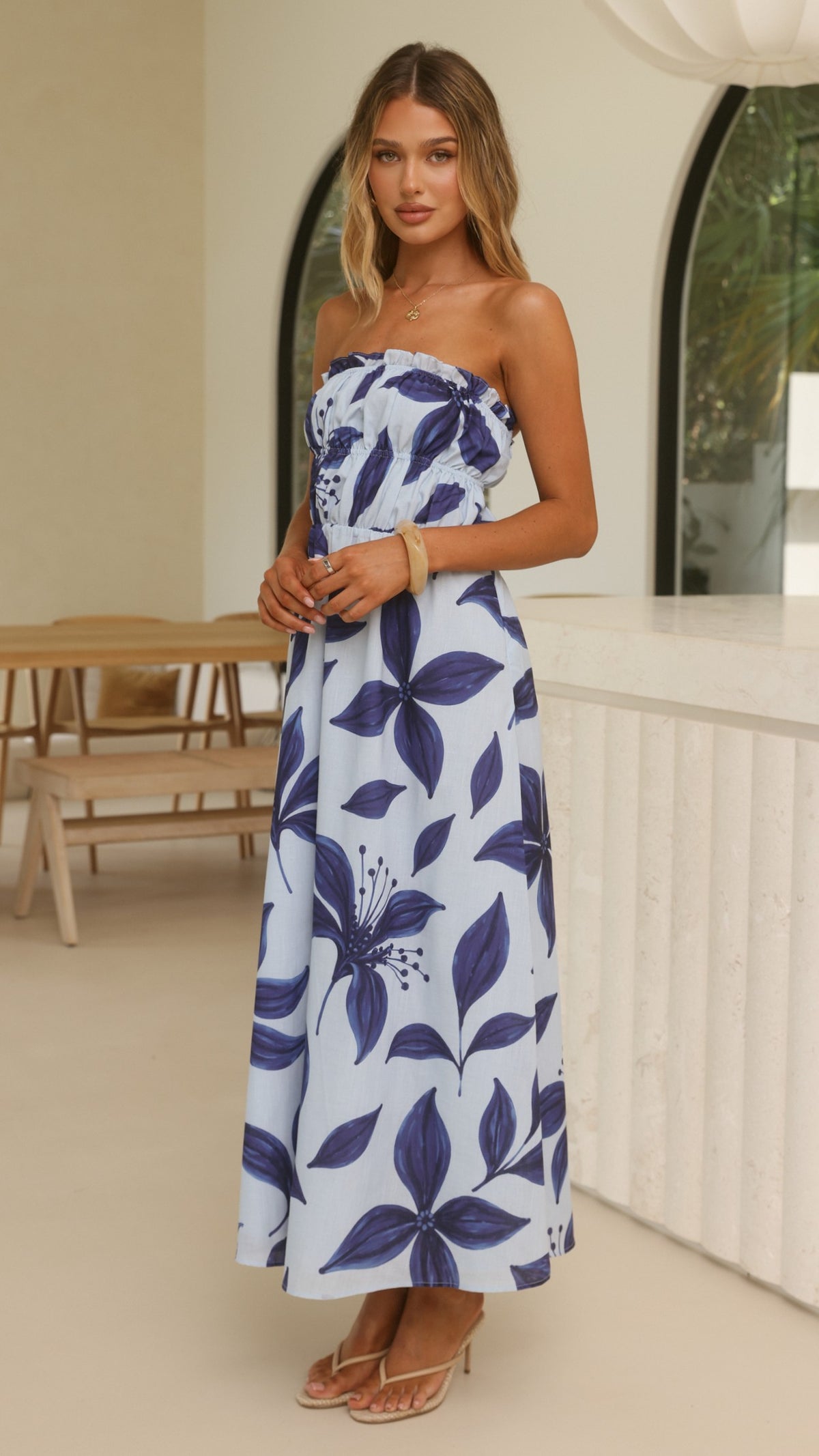 Angela Maxi Dress - Blue Floral - Billy J