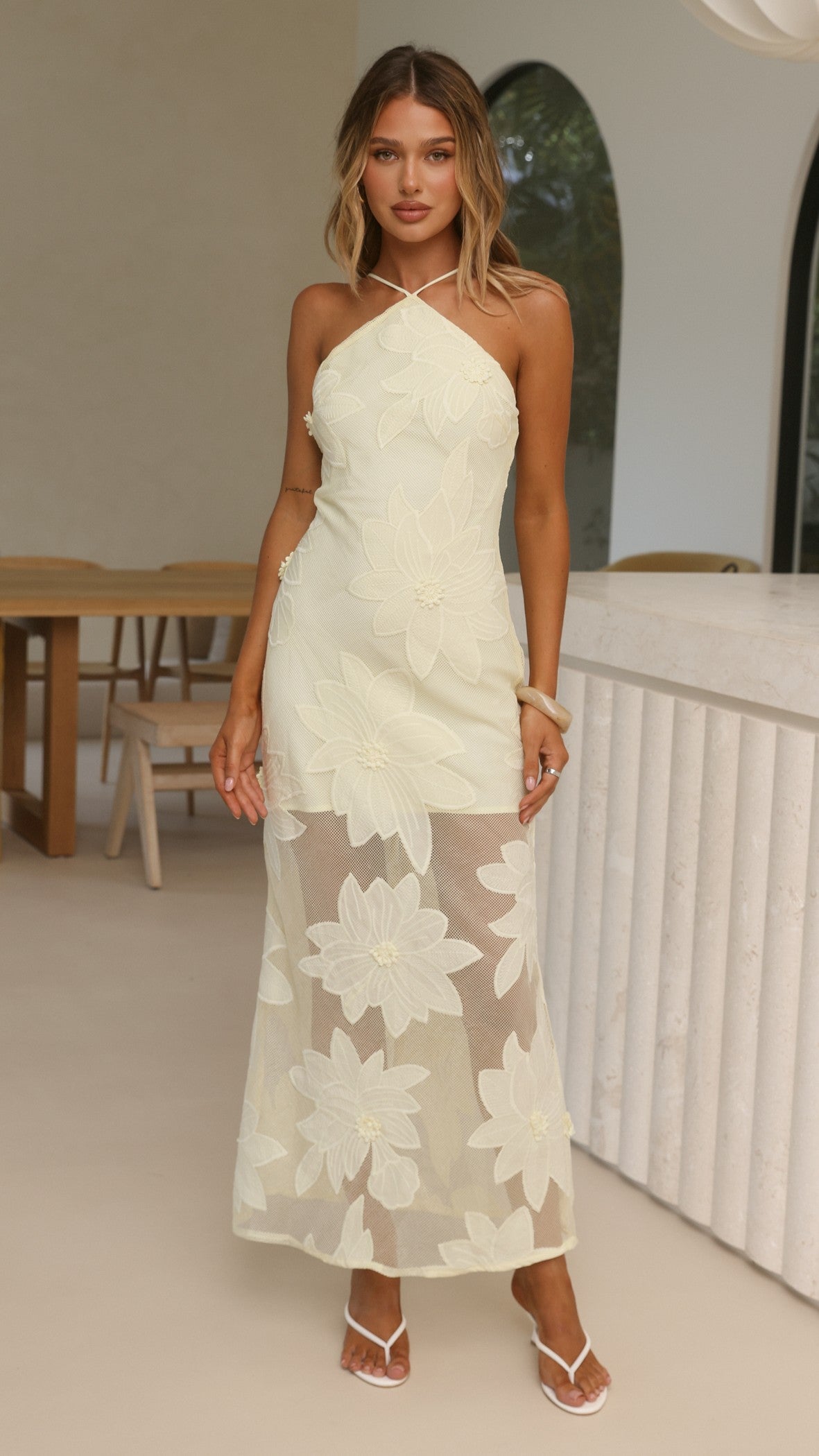 Colette Lace Maxi Dress - Yellow - Billy J