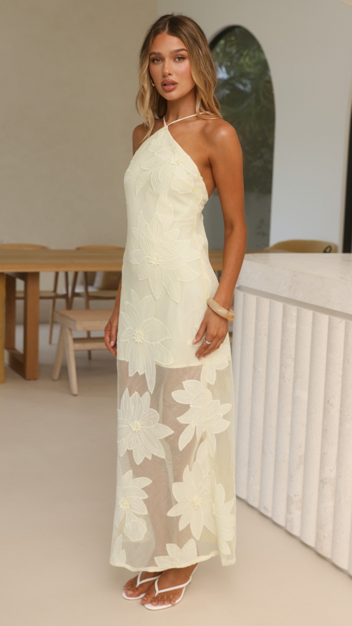 Colette Lace Maxi Dress - Yellow - Billy J
