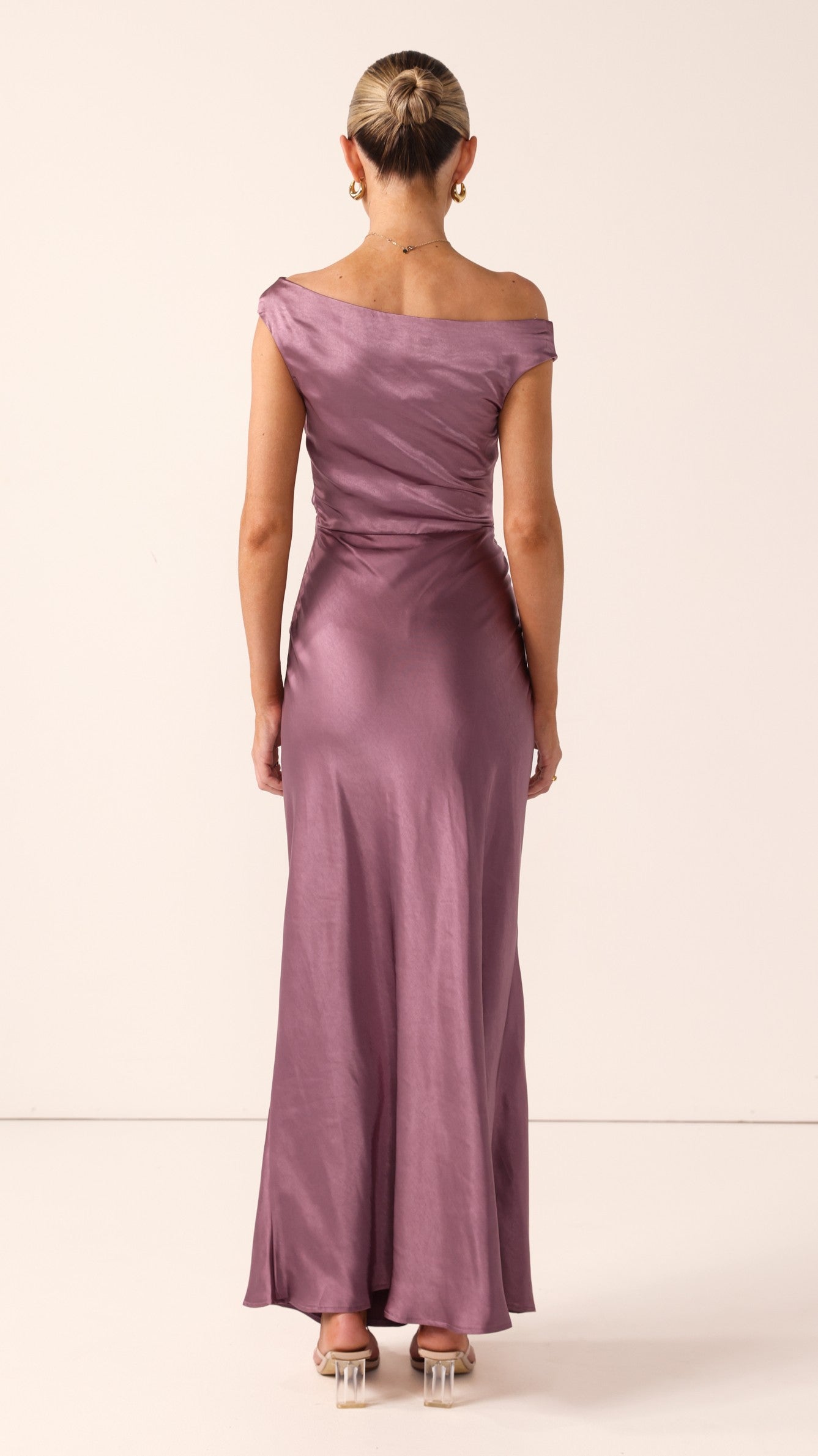 Auria Off Shoulder Maxi Dress - Plum - Billy J
