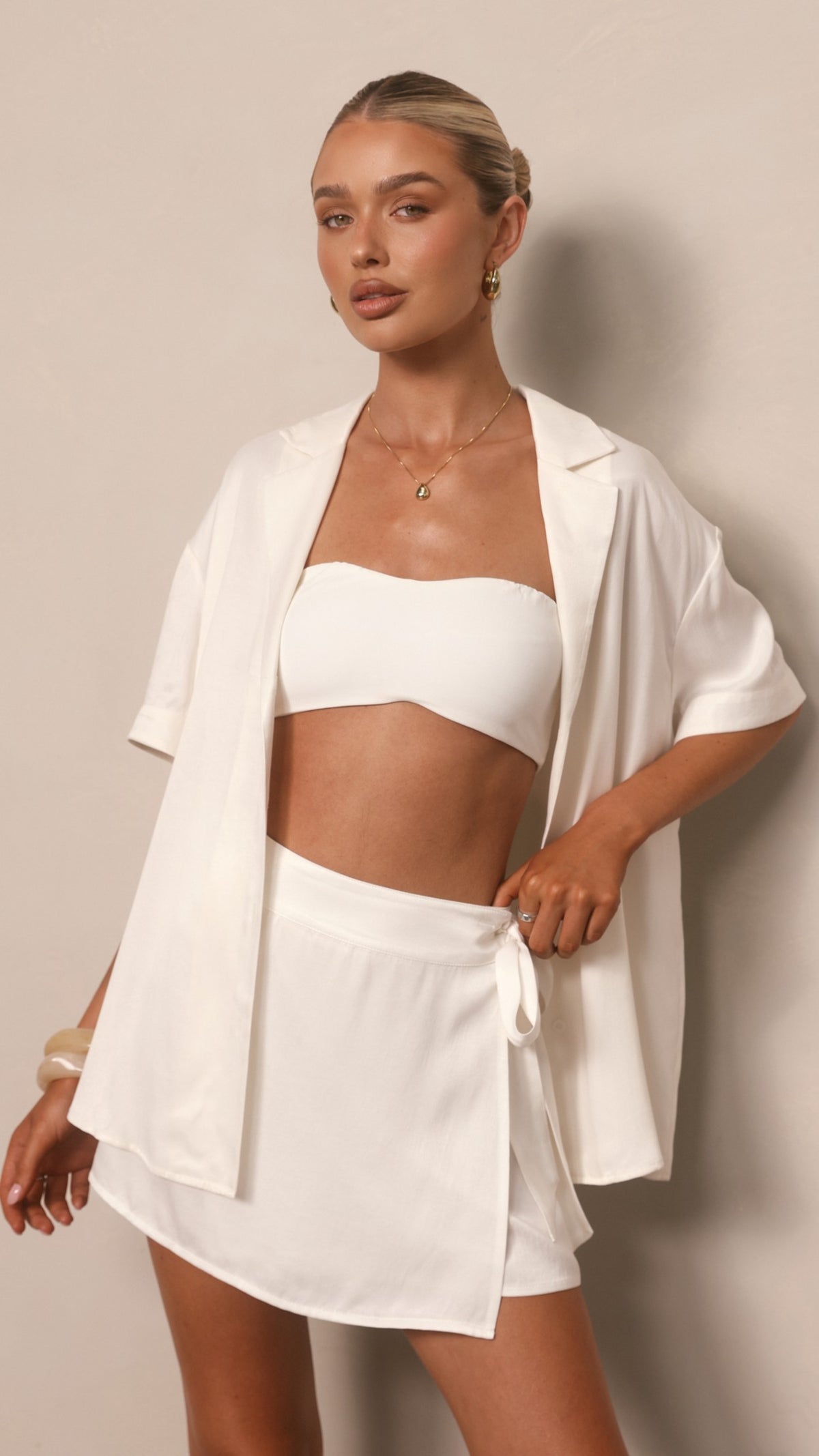 Bonnie Wrap Skirt - White - Billy J