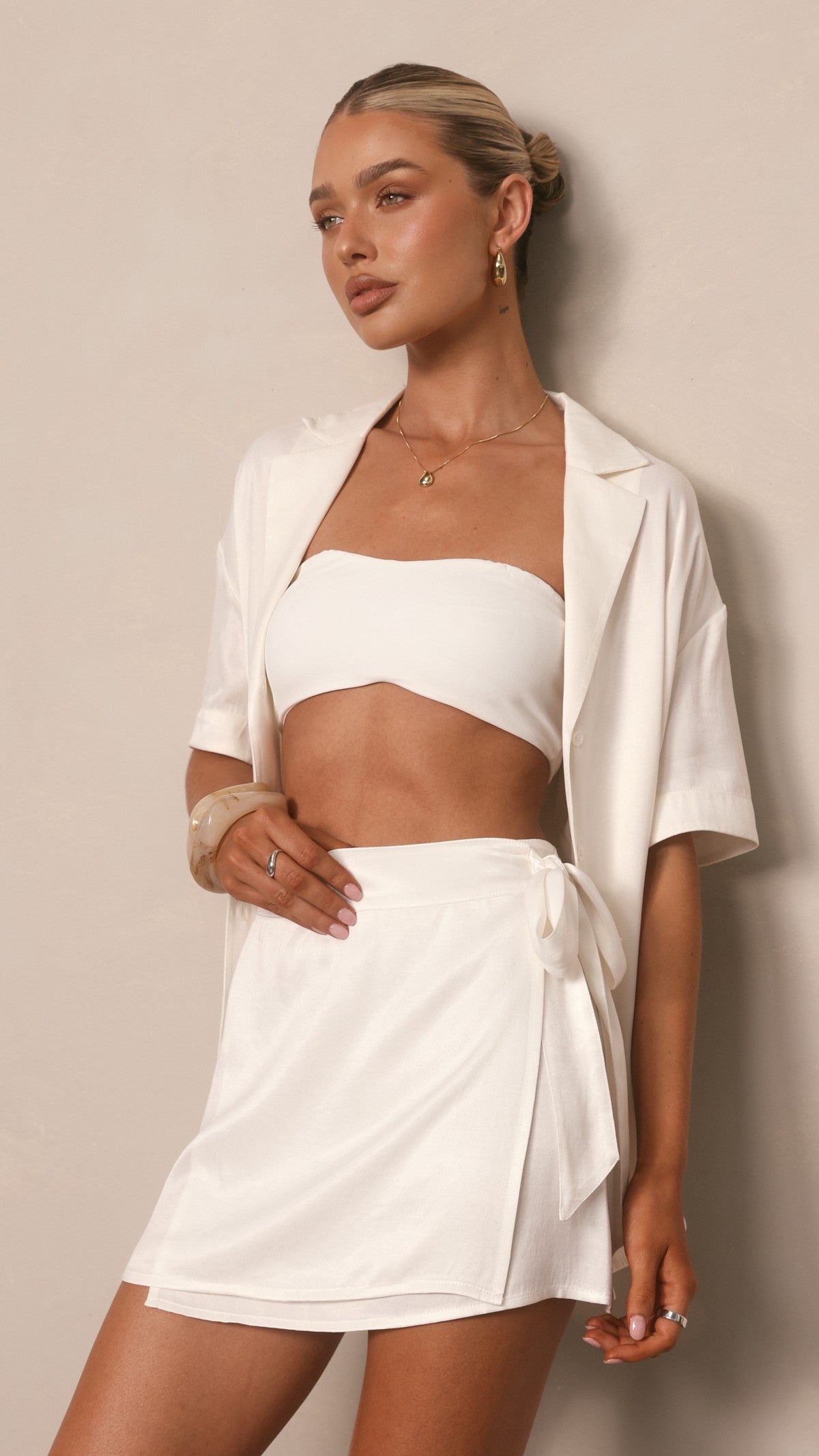 Bonnie Wrap Skirt - White - Billy J