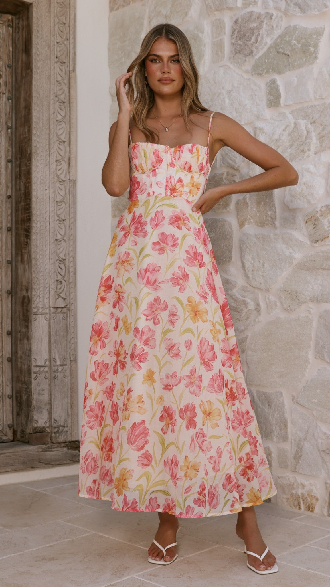 Rahima Maxi Dress - Pink/Yellow Flower - Billy J