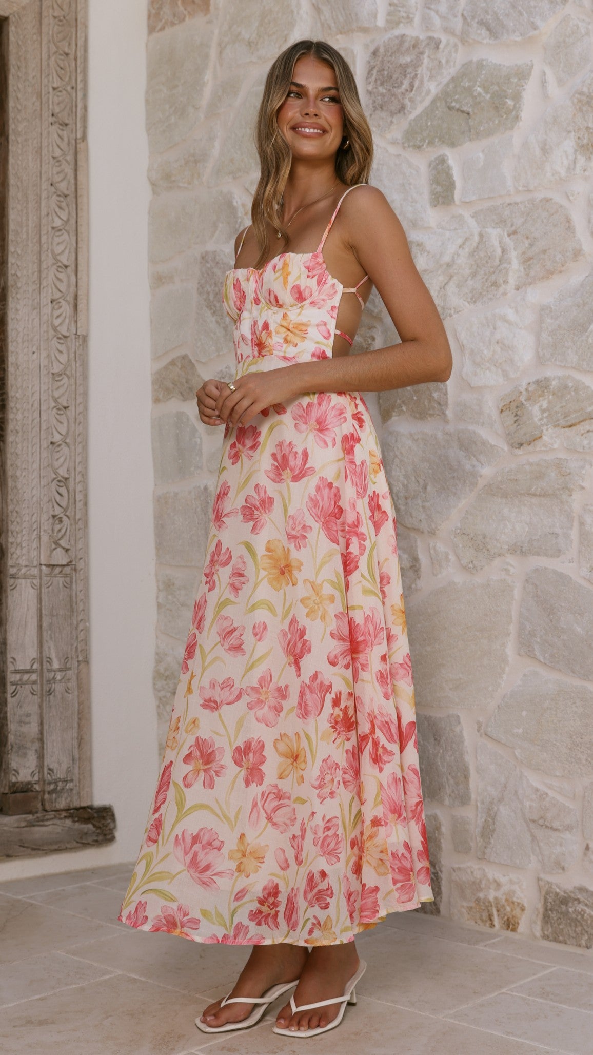 Rahima Maxi Dress - Pink/Yellow Flower - Billy J