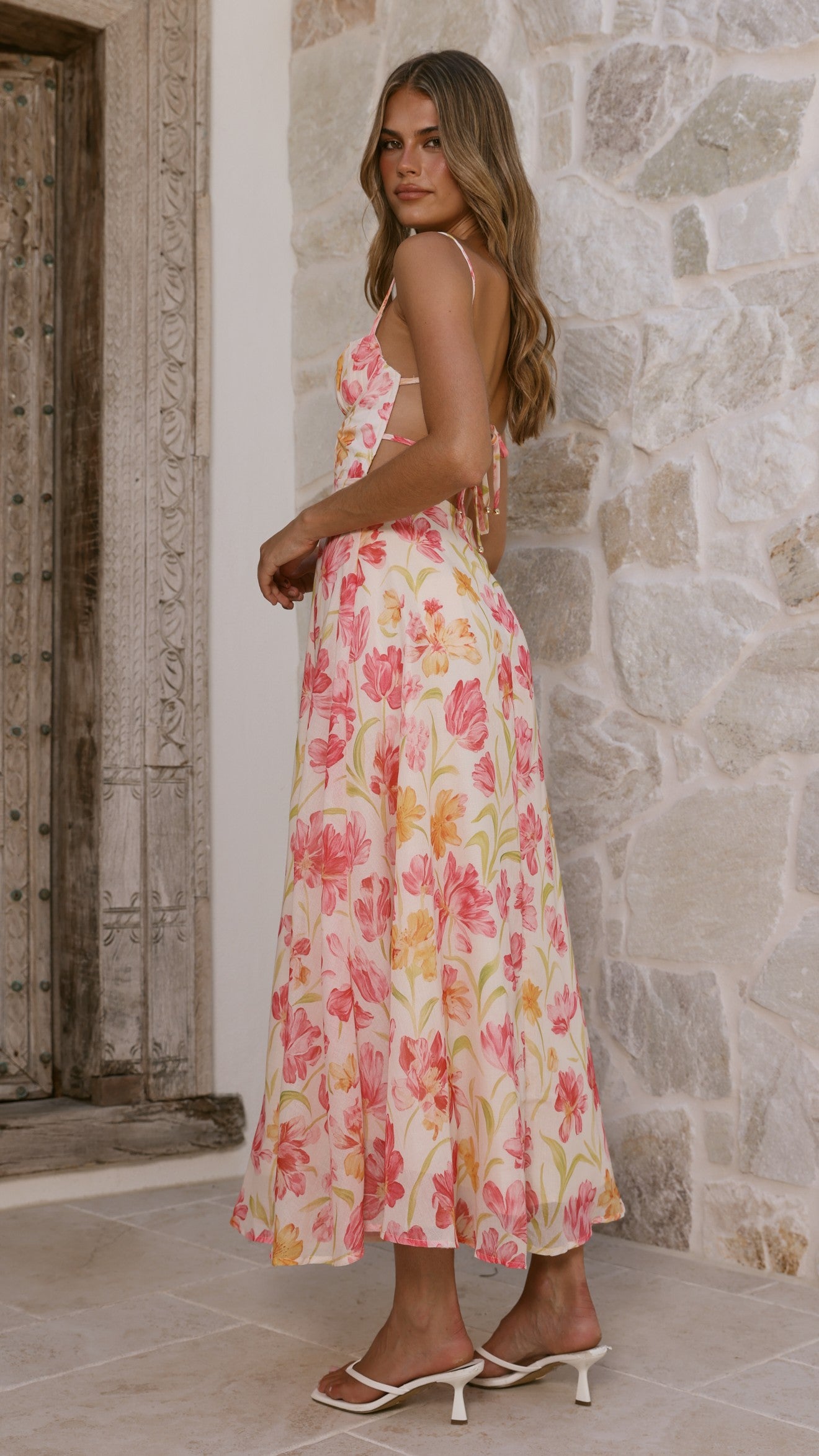 Rahima Maxi Dress - Pink/Yellow Flower - Billy J