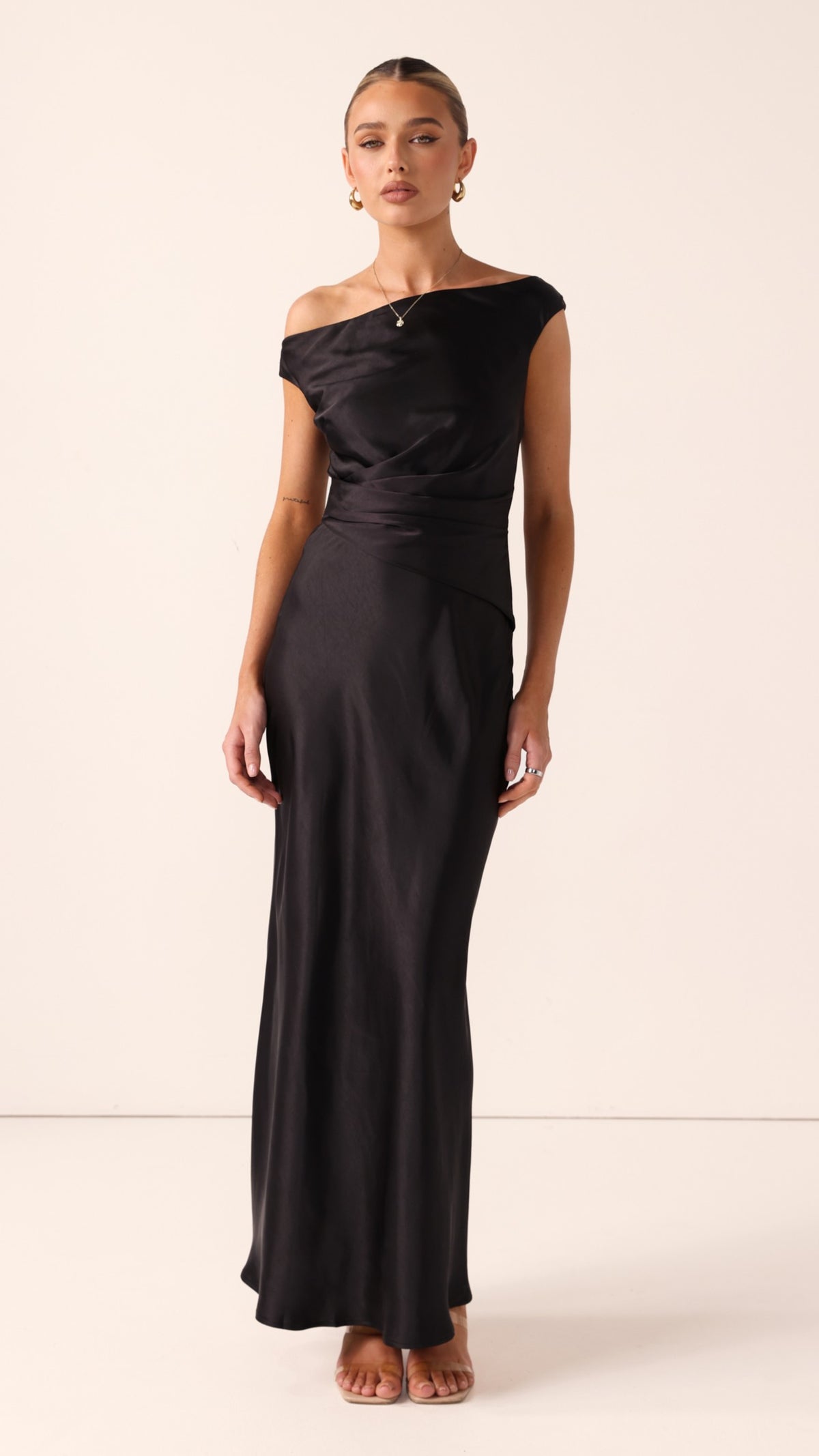 Auria Off Shoulder Maxi Dress - Black - Billy J
