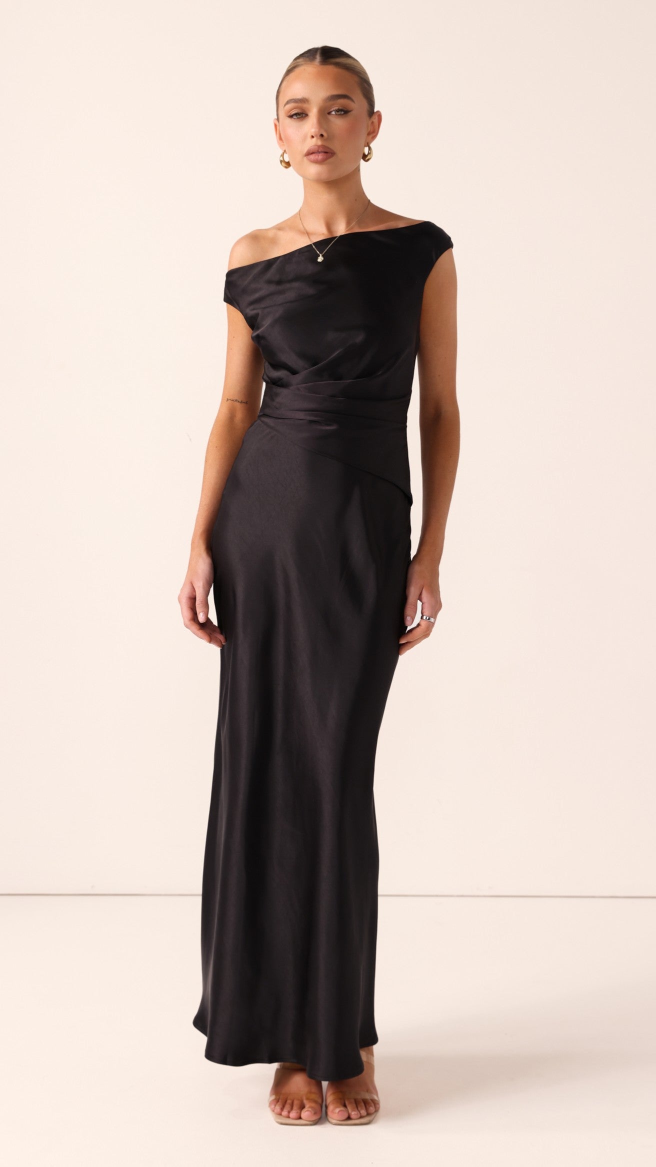 Auria Off Shoulder Maxi Dress - Black - Billy J